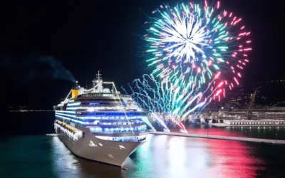 Costa Pacifica se convierte en el primer barco en ver el espectáculo de fuegos artificiales de Santos